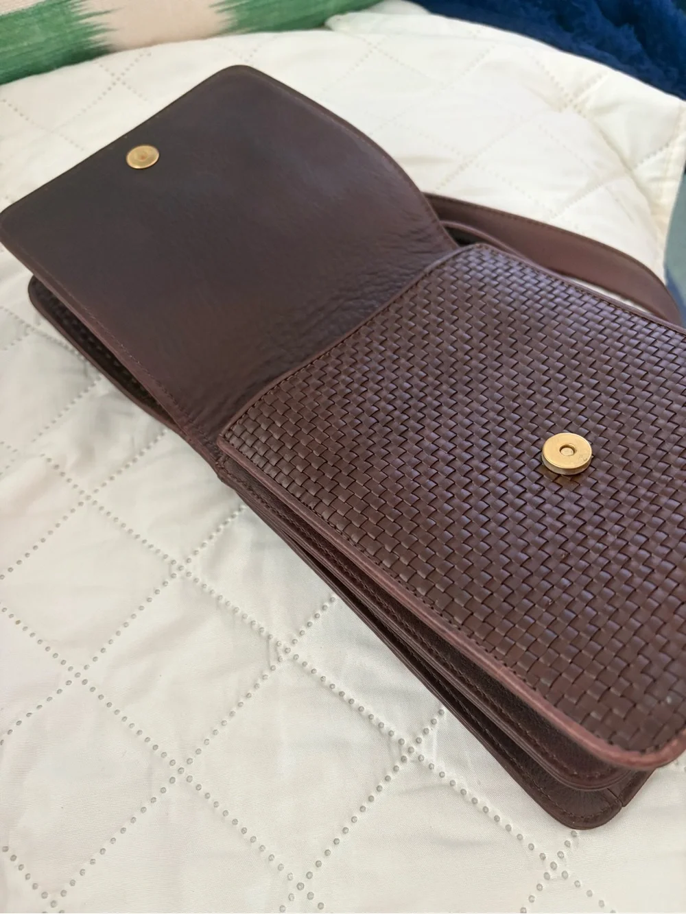 Vintage Cole Haan Brown Woven Leather Crossbody Bag